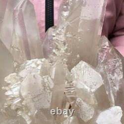 5.74lb Naturel Blanc Transparent Quartz Cristal Cluster De Guérison Des Spécimens