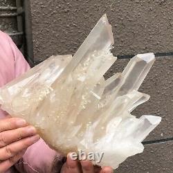 5.74lb Naturel Blanc Transparent Quartz Cristal Cluster De Guérison Des Spécimens