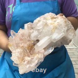 5.85lb Naturel Blanc Clair Quartz Cristal Cluster Spécimen De Guérison Dure