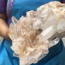 5.85lb Naturel Blanc Clair Quartz Cristal Cluster Spécimen De Guérison Dure