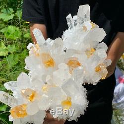 5.87lb Nouveau Trouver Blanc-jaune Phantomquartz Cristal Cluster Minéral Spécimen