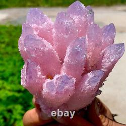 507G Nouvelle découverte de grappe de cristaux de quartz rose Phantom spécimen minéral de guérison