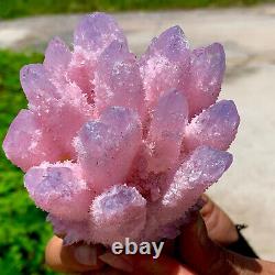 507G Nouvelle découverte de grappe de cristaux de quartz rose Phantom spécimen minéral de guérison