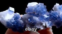 53g Natural Blue Cube Fluorite Crystal Cluster Mineral Specimen/yaogangxian
