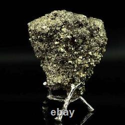 592g Natural Pyrite Cristal Quartz Cluster Mineral Specimen Cadeau De Décoration