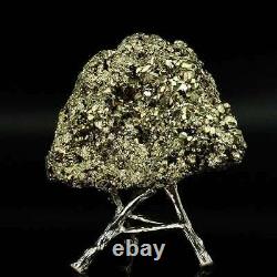 592g Natural Pyrite Cristal Quartz Cluster Mineral Specimen Cadeau De Décoration