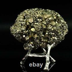 596g Natural Pyrite Cristal Quartz Cluster Mineral Specimen Cadeau De Décoration