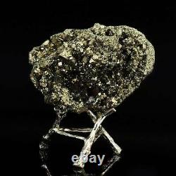 599g Natural Pyrite Cristal Quartz Cluster Mineral Specimen Cadeau De Décoration