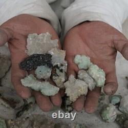 5lb 66pcs Vert Naturel Prehnite Quartz Cristal Cluster Babingtonite Minéraux