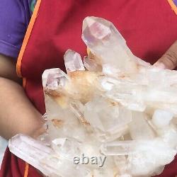 6.09LB Spécimen de grappe de cristaux de quartz blanc naturel transparent pour la guérison 1133