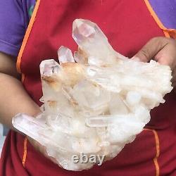 6.09LB Spécimen de grappe de cristaux de quartz blanc naturel transparent pour la guérison 1133