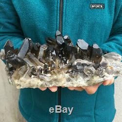 6.1lb Naturel Grand Quartz Fumé Grappe De Guérison Cristal Mineral Point Échantillon