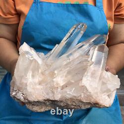 6.71lb Naturel Blanc Clair Quartz Cristal Cluster Dur De Guérison Specimen