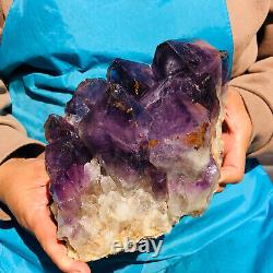 6,97LB Échantillon de minerai de cristal de quartz naturel violet en grappe pour la guérison spirituelle Reiki