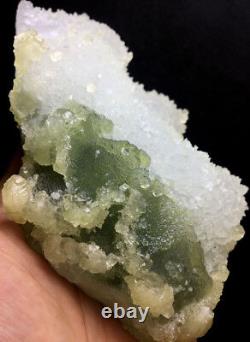 659g WOW! Échantillon de grappe de cristal de fluorite verte naturelle #155