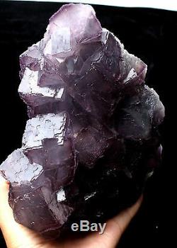 7.06lb Natural Purple. Spécimen Minéral En Grappe De Cristal De Quartz Vert Fluorite