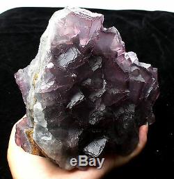 7.06lb Natural Purple. Spécimen Minéral En Grappe De Cristal De Quartz Vert Fluorite