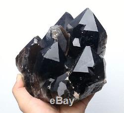 7.3lb Spécimen Minéral Rare De Grappe De Cristal De Quartz Noir De Beauté Naturelle