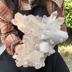 7.7lb Naturel Blanc Clair Quartz Cristal Cluster Dur Guérison Des Spécimens