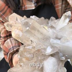 7.7lb Naturel Blanc Clair Quartz Cristal Cluster Dur Guérison Des Spécimens