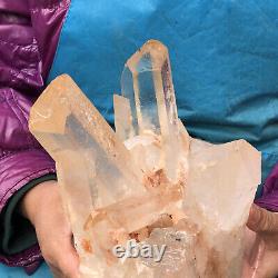 8.18LB Cluster naturel de quartz transparent - Spécimen de pointe en cristal de quartz