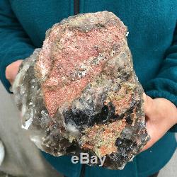 8.2lb Naturel Grand Quartz Fumé Grappe De Guérison Cristal Mineral Point Échantillon
