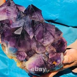 8.42LB Amas naturel d'améthyste, spécimen minéral de cristal de quartz, guérison.
