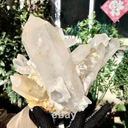 8,61 lb Échantillon de groupe de cristaux de quartz blanc naturel clair et magnifique