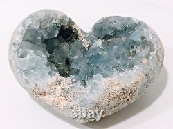 8.8lb Natural Celestite Geode Crystal Cluster Heart Mineral Specimens Healing (en)