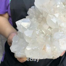 8.94lb Naturel Blanc Clair Quartz Cristal Cluster Rough Healing Specimen