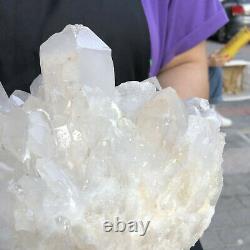 8.94lb Naturel Blanc Clair Quartz Cristal Cluster Rough Healing Specimen