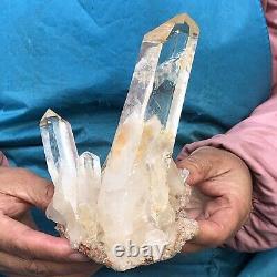 800g Huge Blanc Clair Quartz Cristal Cluster Rough Specimen Pierre De Guérison 803