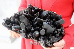 8200g Natural Beautiful Black Spécimique De Minerai De Grappe De Cristal Quartz B91