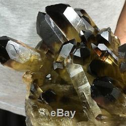 9.0lb Énorme Quartz Naturel Fumé Noir Cristal Cluster Rugueux Guérison Des Échantillons