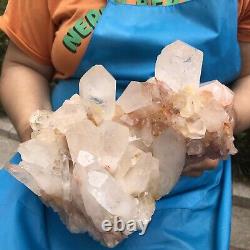 9.13lb Naturel Blanc Clair Quartz Cristal Cluster Rough Healing Specimen