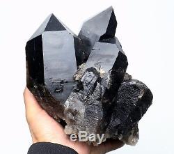 9.3lb Spécimen Minéral Rare De Grappe De Cristal De Quartz Noir Naturel De Beauté