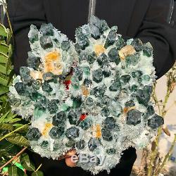 9.94lb Nouveau Trouver Vert Phantom Cristal De Quartz Grappe Minérale Des Échantillons De Guérison