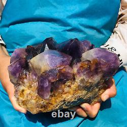 9.98LB Amas de cristaux de quartz d'améthyste naturelle spécimen minéral de guérison