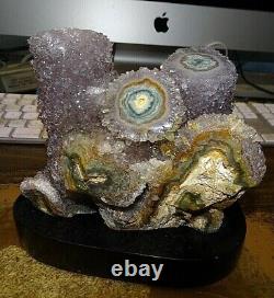 Améthyste Cristal Cluster Geode Uruguay Cathedral Stalactites Wood Stand