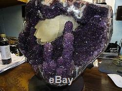 Améthyste Cristal Cluster Geode Uruguay Cathédrale Pleine Stalactites Stand Rare