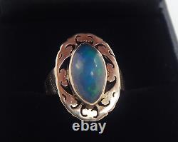 Antique 14k 2 Carat Crystal Opal Ring Taille 6 3/4