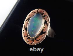 Antique 14k 2 Carat Crystal Opal Ring Taille 6 3/4