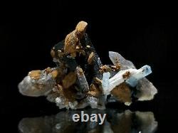 Aquamarine Beryl Avec Tourmaline Et Quartz Cristal Cluster Wow 6 Minéraux