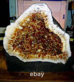 Beautiful 11 In Brazilian Citrine Crystal Cathedral Cluster Geode Prix Formidable