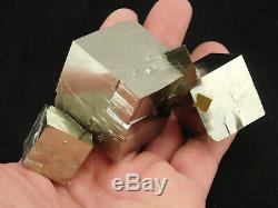 Cinq! 100% Naturel Enlacés Pyrite Cristal Cubes! Dans Un Grand Cluster Espagne 319gr