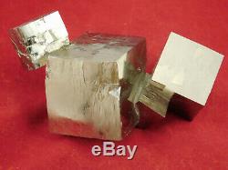 Cinq! 100% Naturel Enlacés Pyrite Cristal Cubes! Dans Un Grand Cluster Espagne 319gr