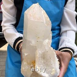 Cluster de cristaux de quartz blanc naturel brut de 10,47 livres - Pierre de guérison