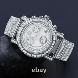 Couleur Or Blanc Diamants Réels Joe Rodeo Cluster Lunette Custom Band Watch Withdate