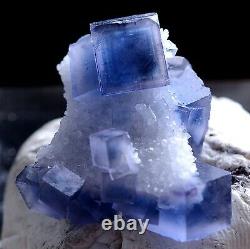 Cube Bleu Clair Rare Naturel Fluorite Crystal Cluster Minéral Spécimen 8g