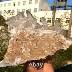 Échantillon de grappe de cristal de quartz blanc naturel clair et magnifique de 3,38 lb